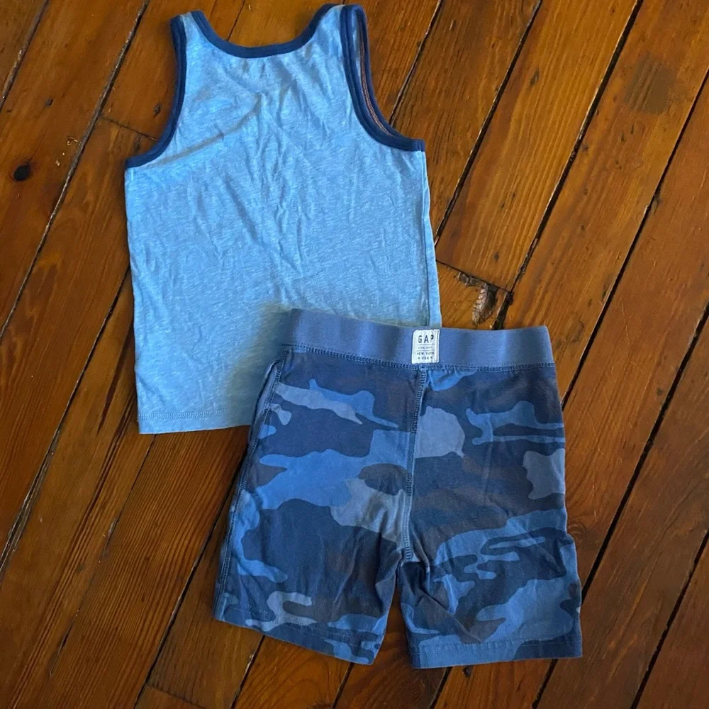 Gap Blue Muscle Tank & Camo Shorts Size 3T